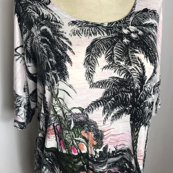 🌻 3/25 🌻 NWOT CJ Banks Paradise Palms Blouse - Picture 3 of 7